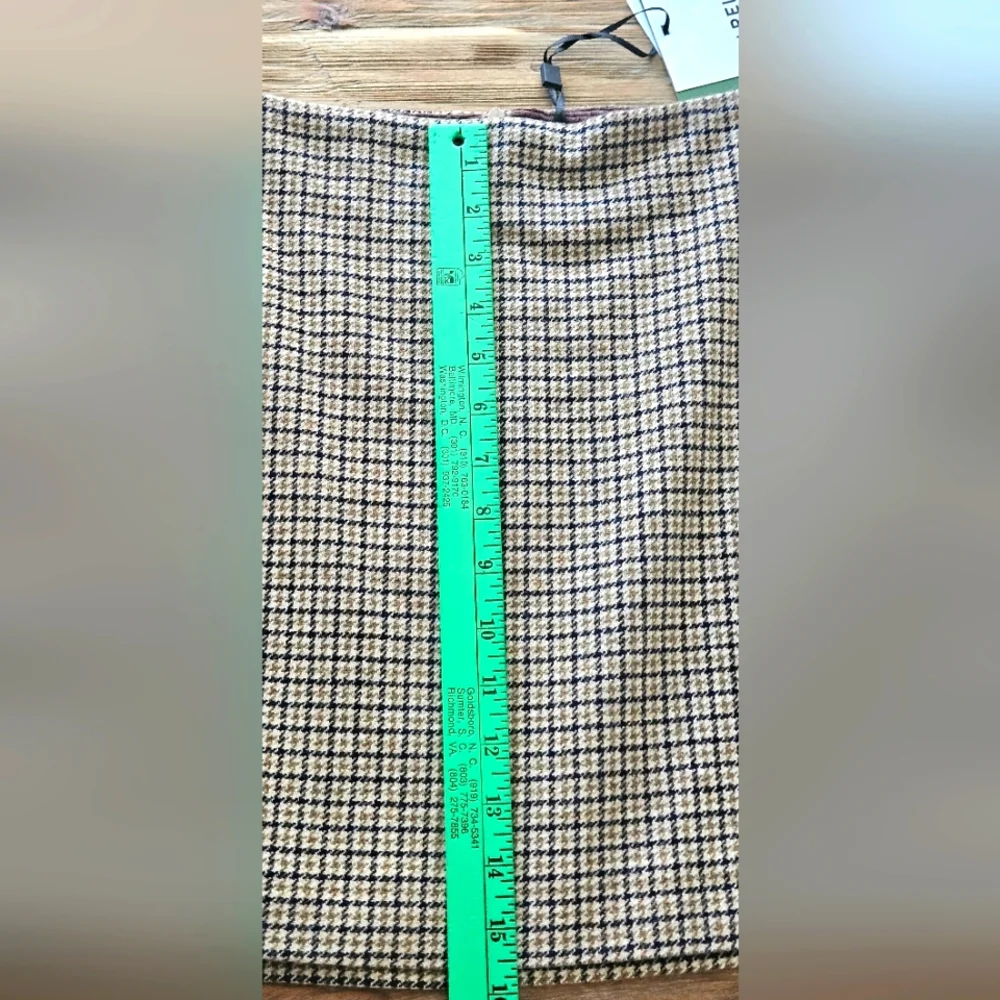 NWT Marella Women's‎ Houndstooth Mini Whisky Wool Skirt: Color- Camel: Size- 10